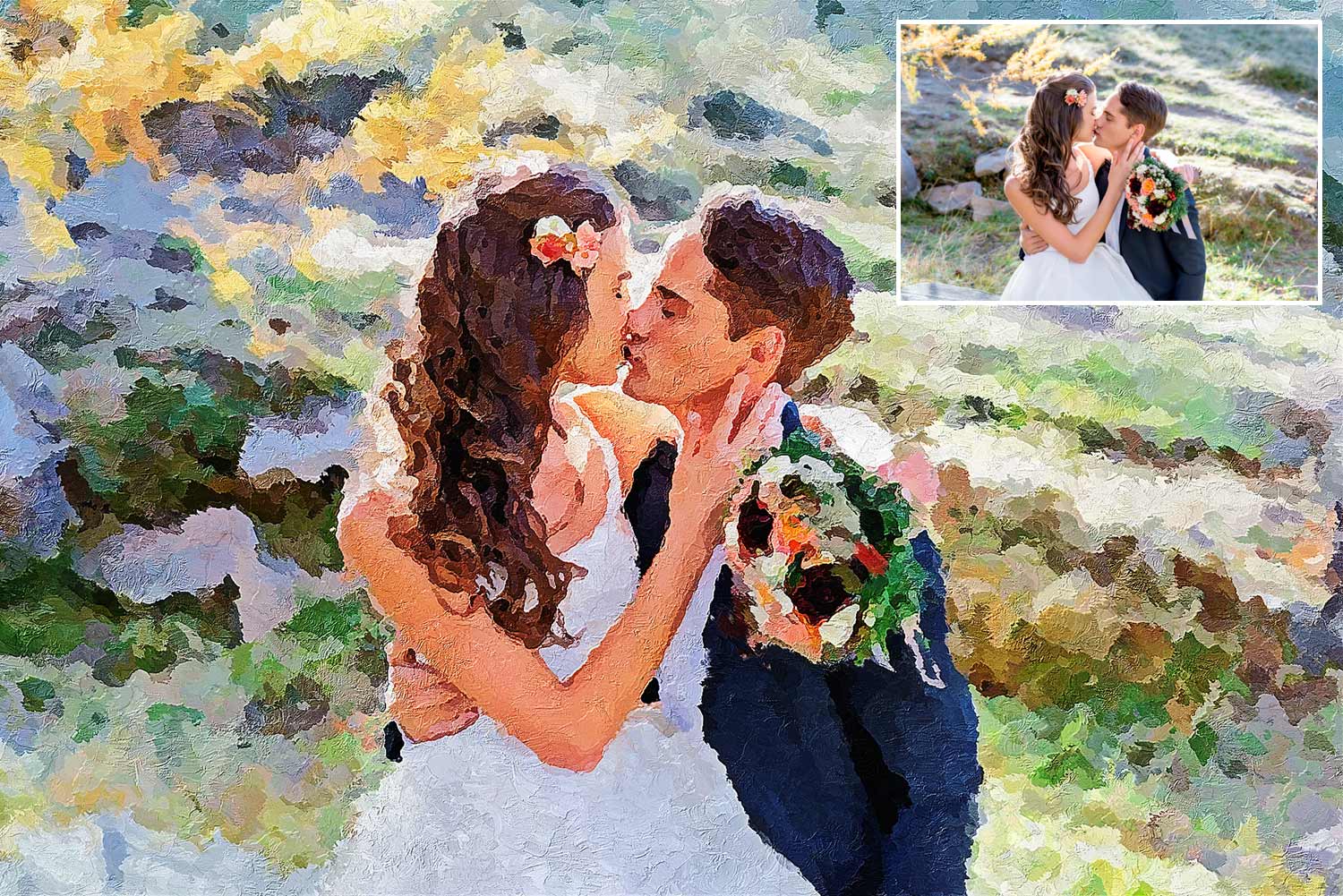  Foto zu Ihr Hochzeitsbild als Gemälde Zeichnung zeichnen lassen 