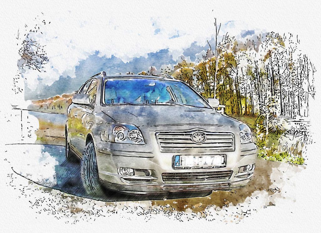 Aquarell Zeichnung Auto